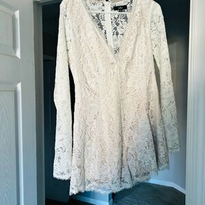 Lulu's Ivory Lace Long Sleeve Dress